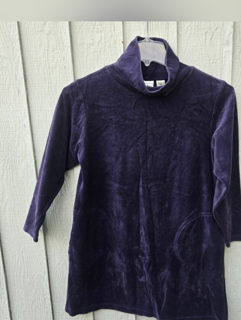 Vintage LL Bean Periwinkle Blue Purple Velour Top Girls L Fits Women XS/S